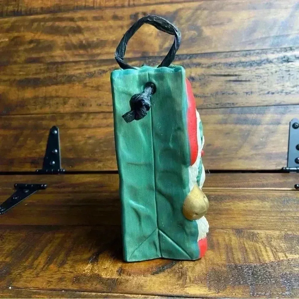 Vintage Christmas Ceramic Santa Face‎ Gift Bag/planter/candy bag